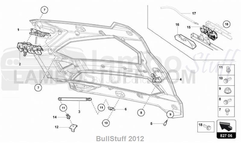 2016 Lamborghini AVENTADOR SV LP750-4 ROADSTER EUROPE ENGINE COVER WITH INSP. COVER (827.06.00)